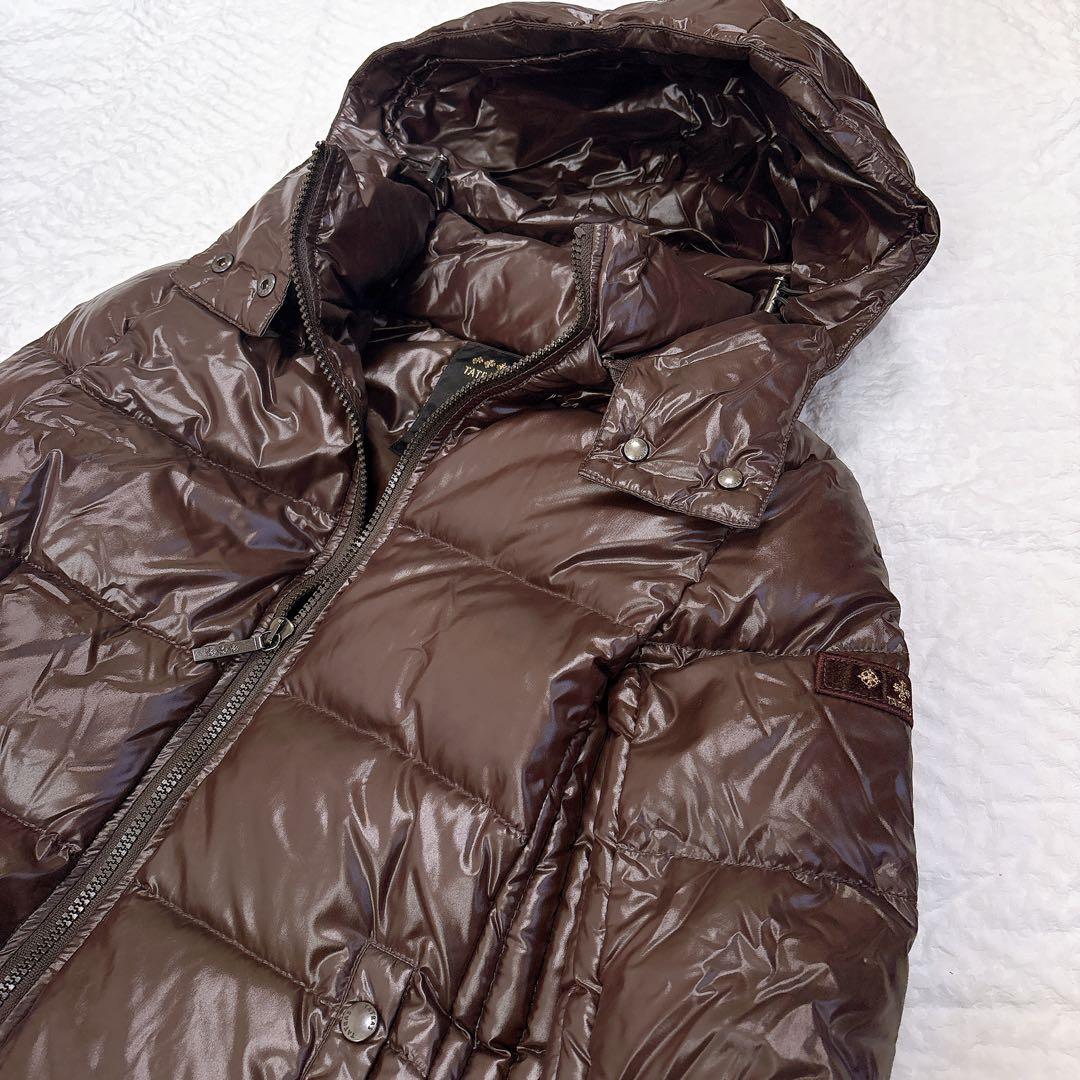 極美品✨TATRASタトラス　クルサ　ダウンジャケット　ブラウン　光沢　フード