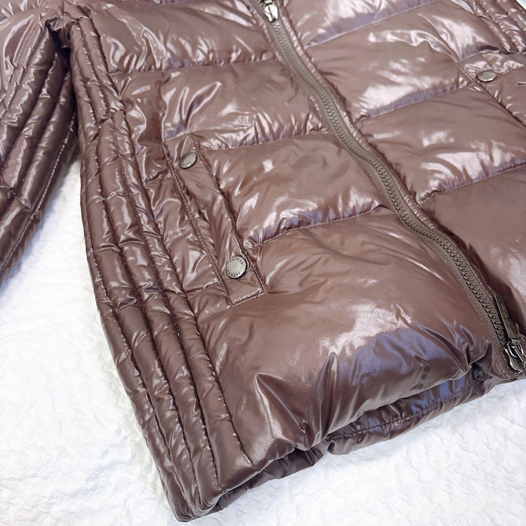 極美品✨TATRASタトラス　クルサ　ダウンジャケット　ブラウン　光沢　フード