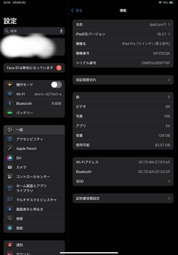 訳あり超美品 iPad Pro 11 （第2世代）128GB