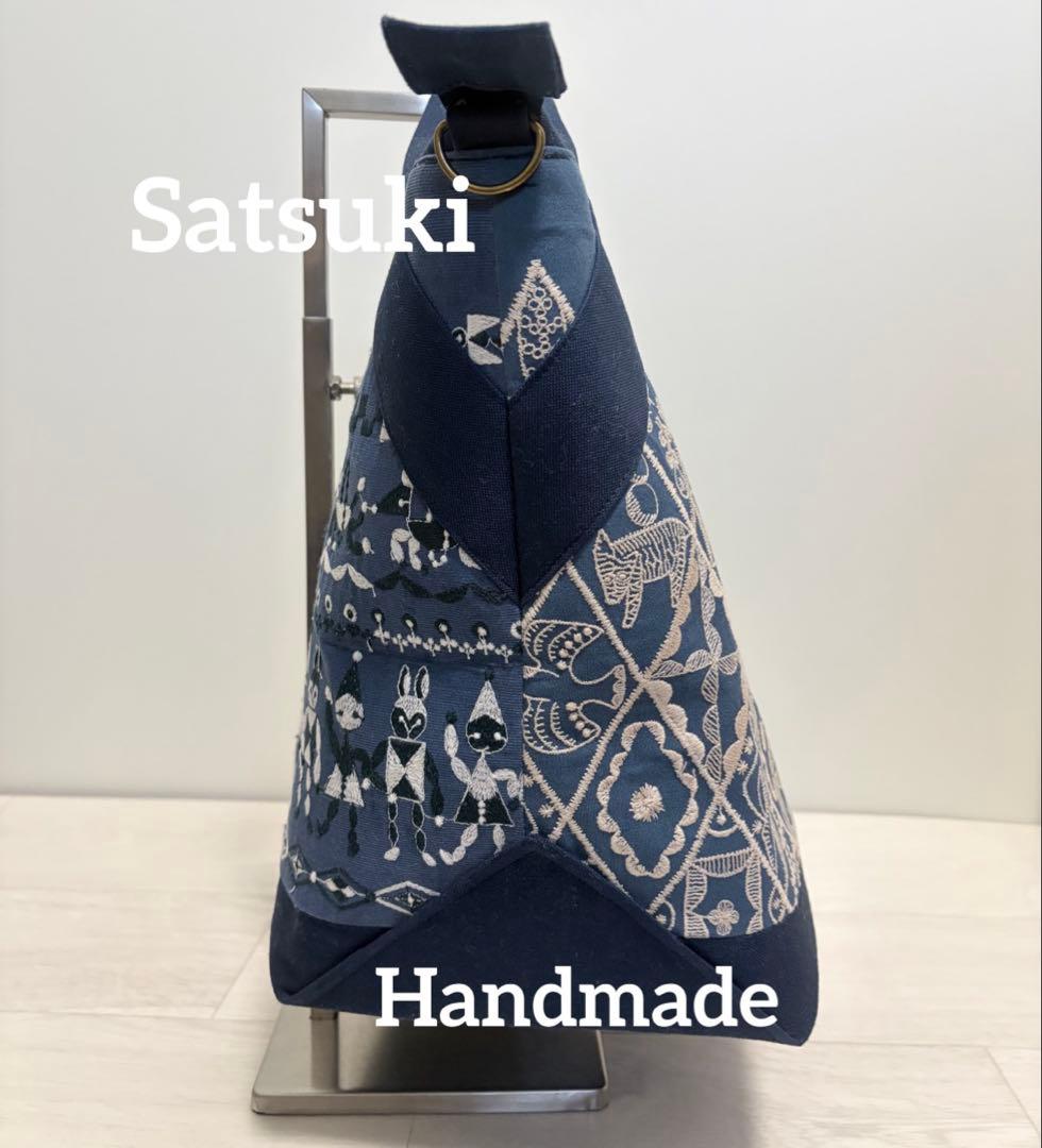 a-yaページ　ハンドメイド　ミナペルホネン　fun blue　バック大