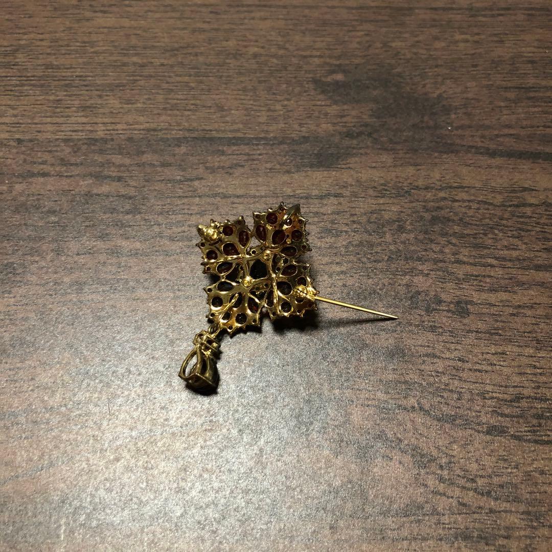 Rokuzan碌山 ガーネット オパール ブローチ 兼 ペンダント2way