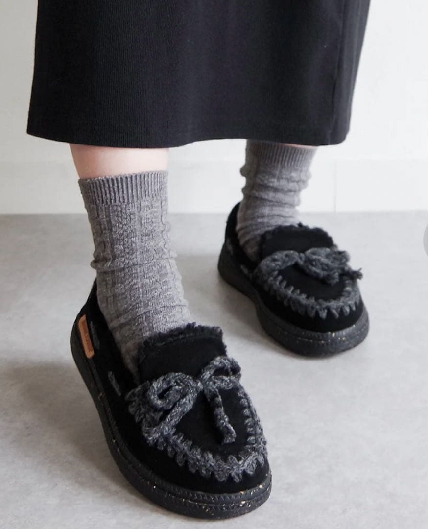 新品未使用　ニットステッチボアモカシン　サイズ6