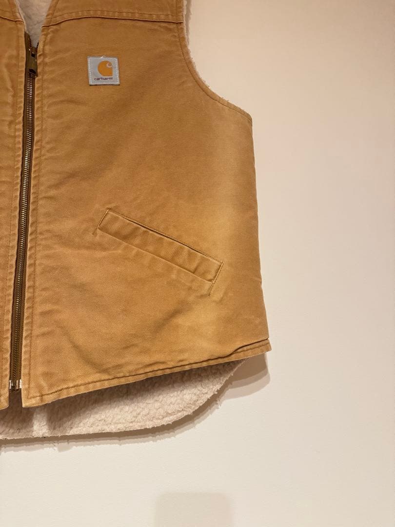 専用 カーハート ダックベスト ベスト XLサイズ ベージュ 古着 フェード