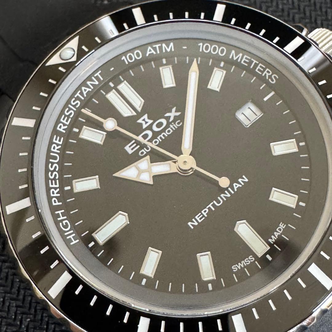EDOX　エドックス　スカイダイバーネプチュニアン　NEWロゴ　ブラック　美品
