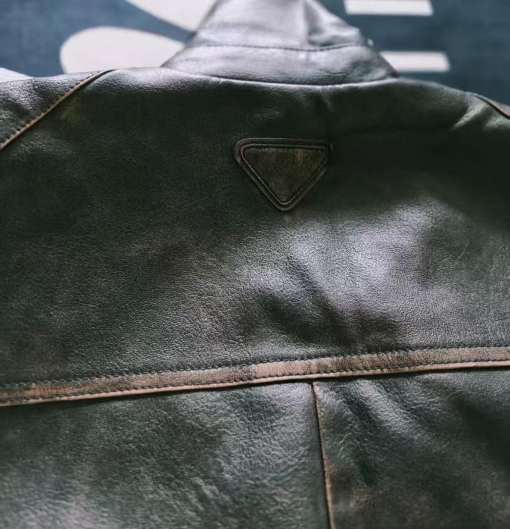 中古 ダークブラウン レザー ジャケット L