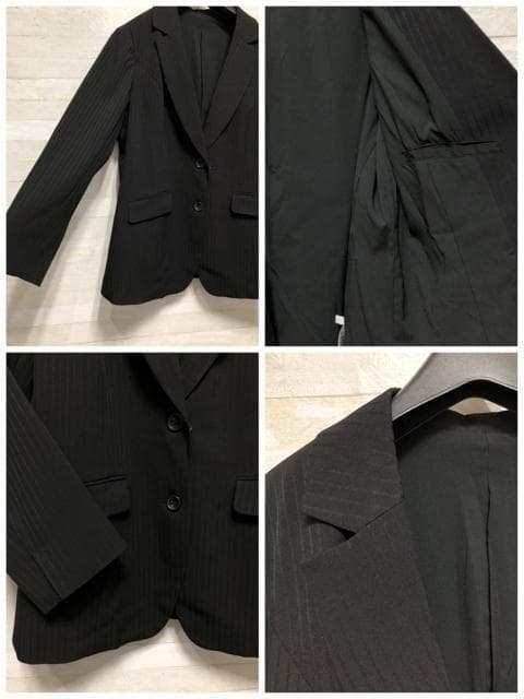 新品☆21号3L黒系♪すご伸びストレッチパンツスーツ♪防汚☆p677