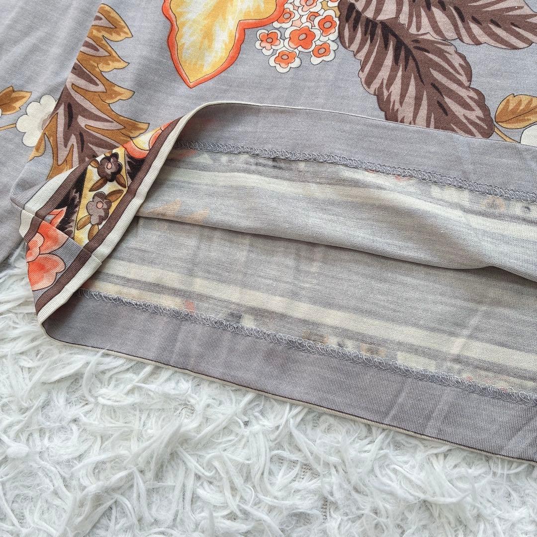 LEONARD レオナール シルク ウール 花柄 トリム 長袖シャツ ブラウス