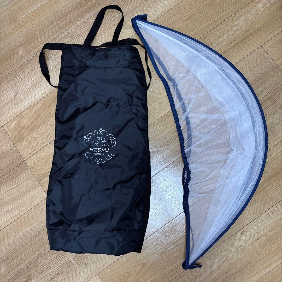 HZDMJ ベビーベッド 紺色　持ち運び 折りたたみ