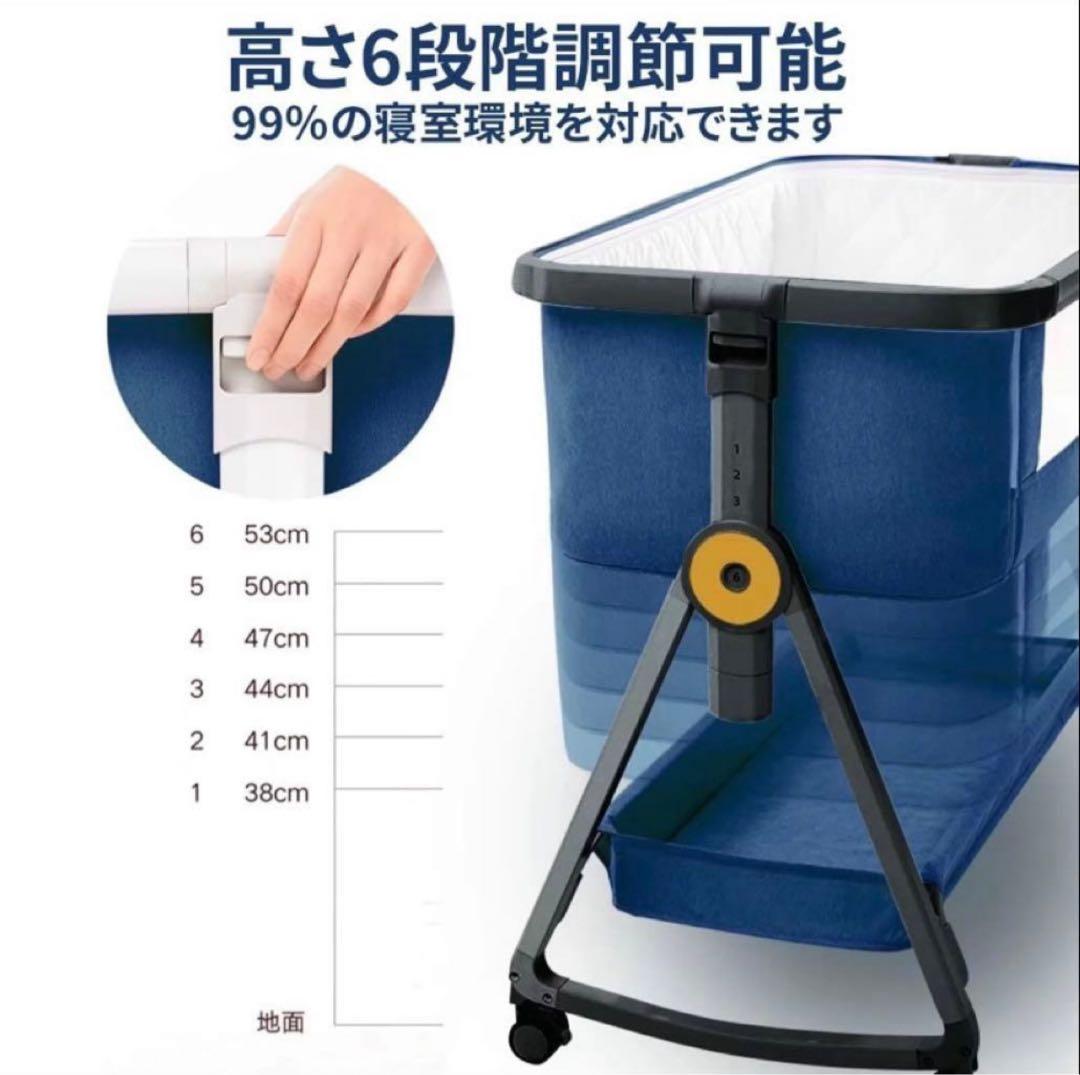 HZDMJ ベビーベッド 紺色　持ち運び 折りたたみ