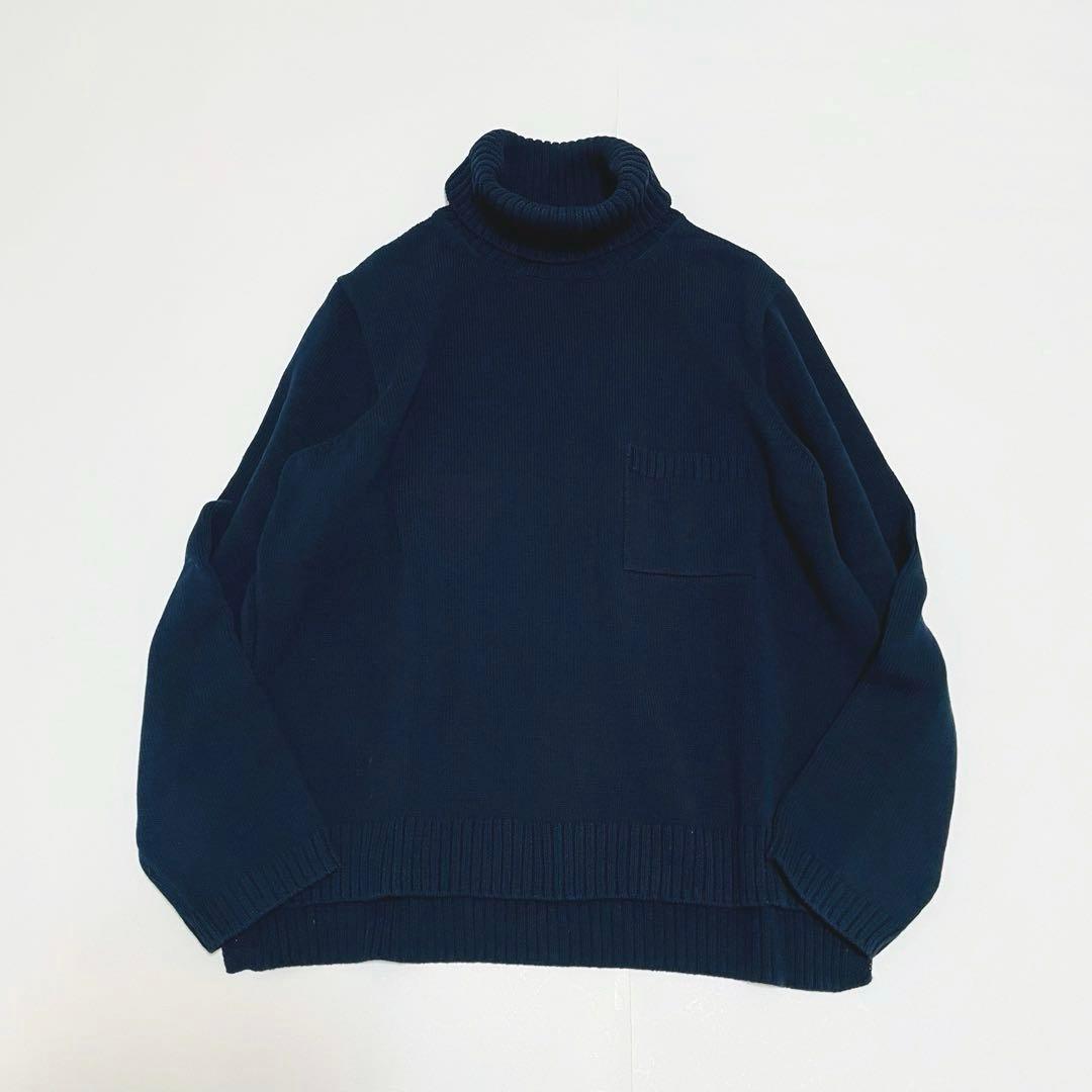 アリス様　45R アイスコットンのタートルネックTシャツ　R刺繍　濃紺