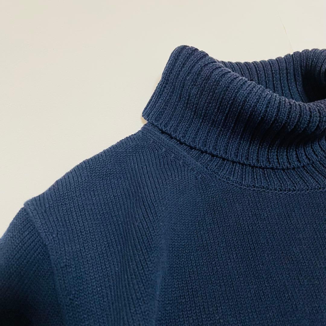 アリス様　45R アイスコットンのタートルネックTシャツ　R刺繍　濃紺