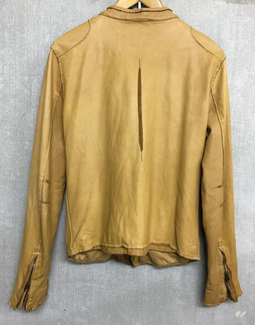 Sissi シシ シングル 上質 レザー ライダースジャケット ベージュ系