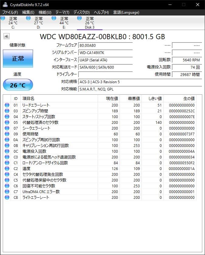 WD 8TB HDD 3.5インチ (WD80EAZZ)