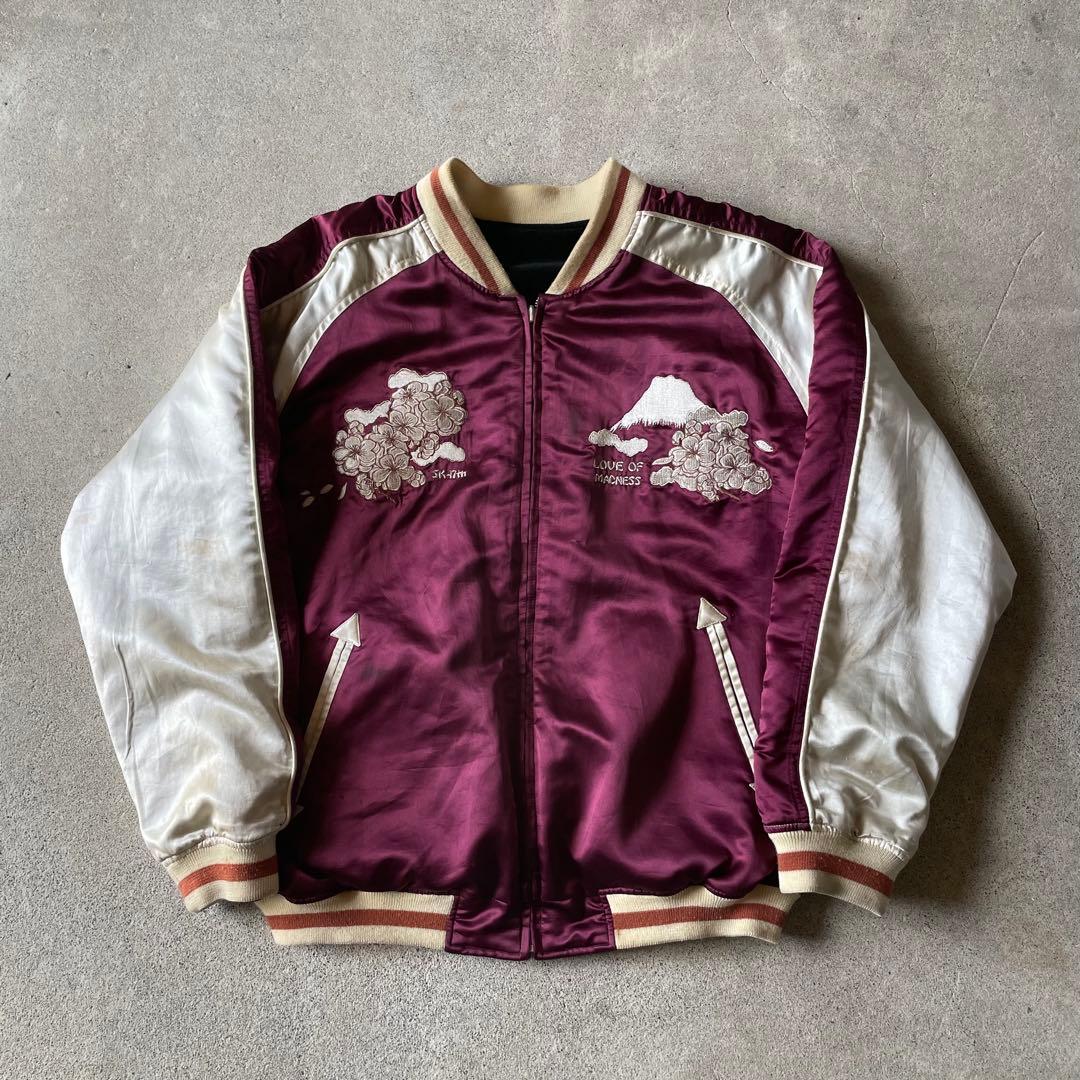 爆裂爛漫娘 別珍 リバーシブル スカジャン 刺繍 髑髏 龍 蛇 桜 ベロア 44