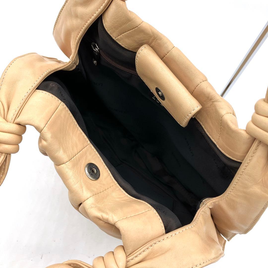 【LOEWE】ハンドバッグ　アナグラム　ノットハンドル　レザー　ベージュ