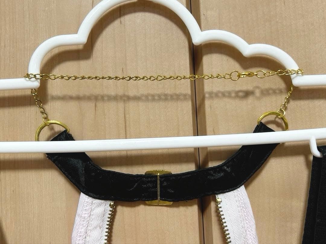 タグ付き♡GOLDS♡ハートチャーム＆ダブルジッパー♡チョーカー付きトップスPK