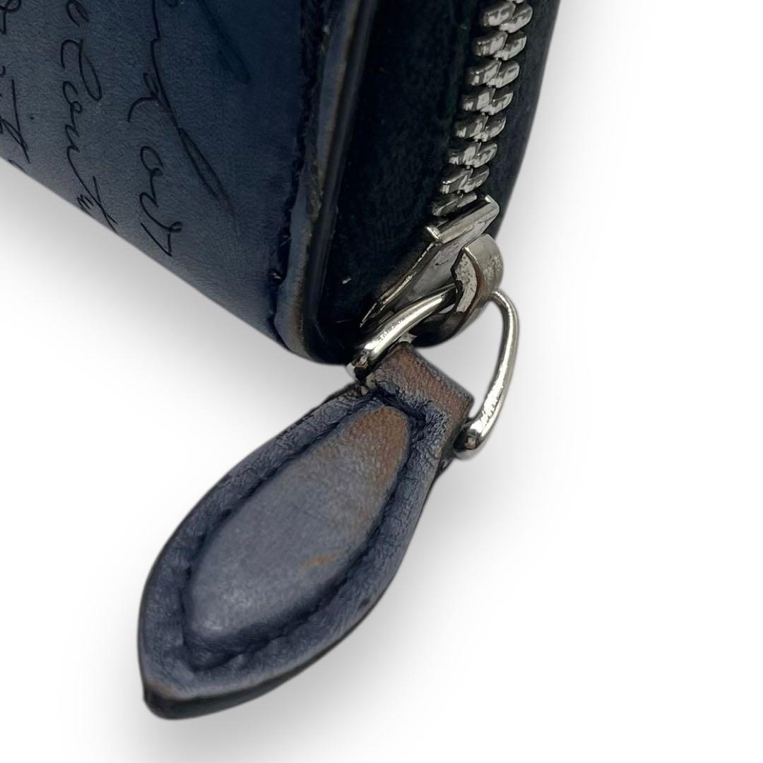 美品■ベルルッティ　カリグラフィー　ラウンドジップ　ロングウォレット　ネイビー