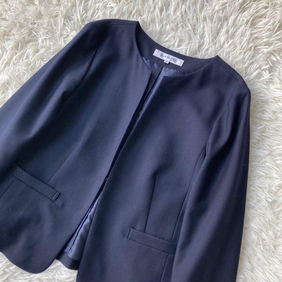 NATURAL BEAUTY BASIC ノーカラージャケット パンツスーツ M