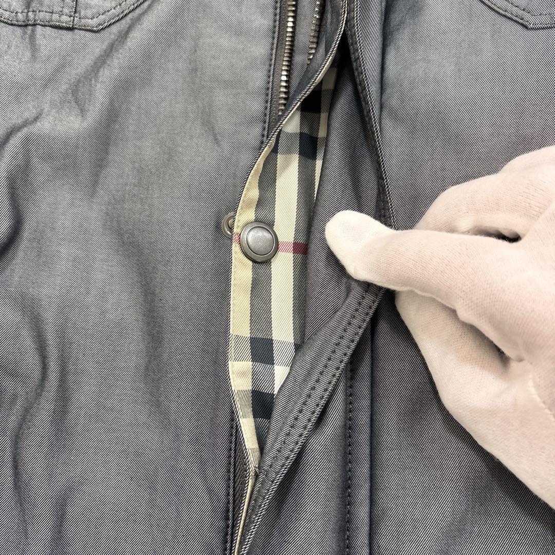 美品✨XLサイズ　バーバリーロンドン　ブルゾン　ノバチェック　ロゴボタン　グレー