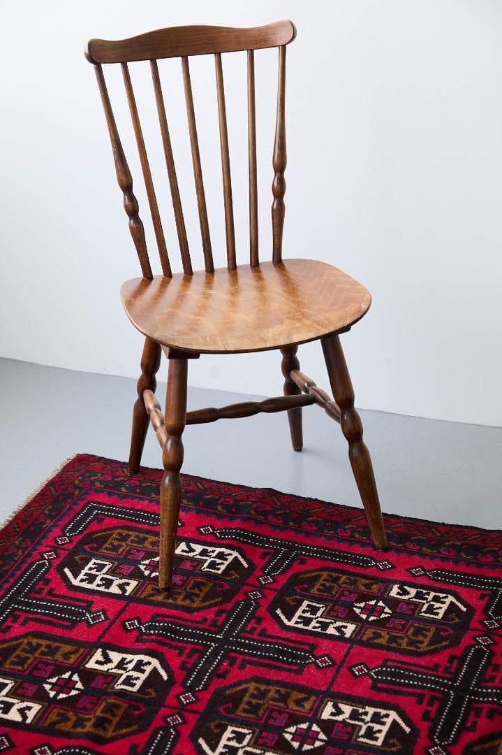 ヴィンテージラグ　トライバルラグ　バルーチ族(199×103cm)茶・赤・紺・黒