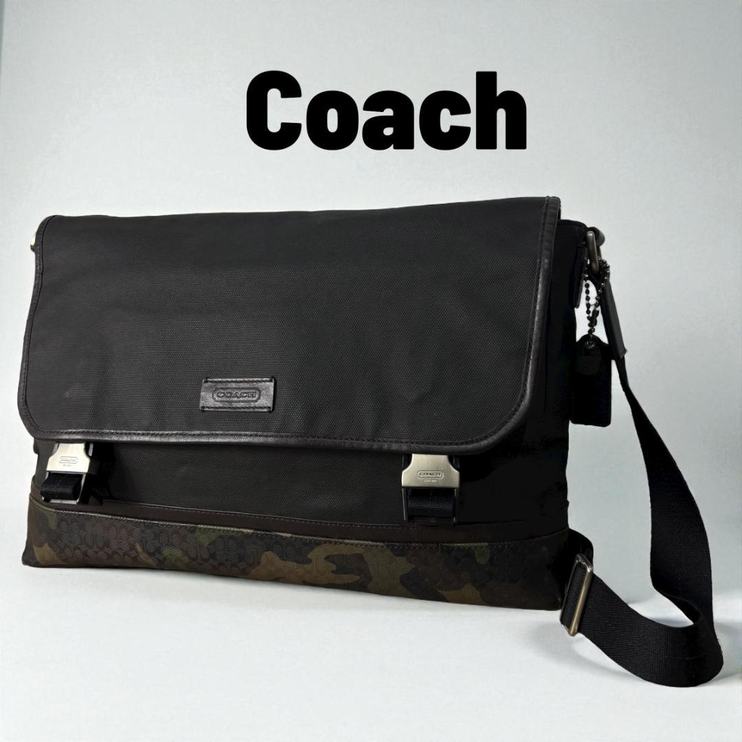 【COACH】メッセンジャーバッグ ブラック カモフラージュ メンズ
