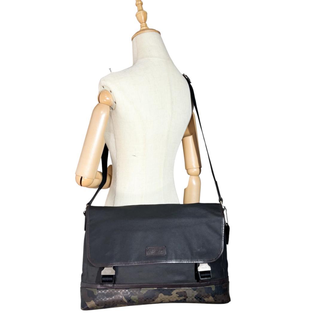 【COACH】メッセンジャーバッグ ブラック カモフラージュ メンズ