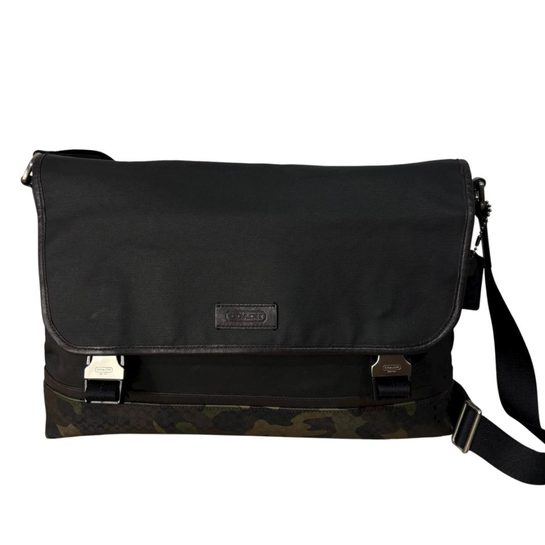 【COACH】メッセンジャーバッグ ブラック カモフラージュ メンズ