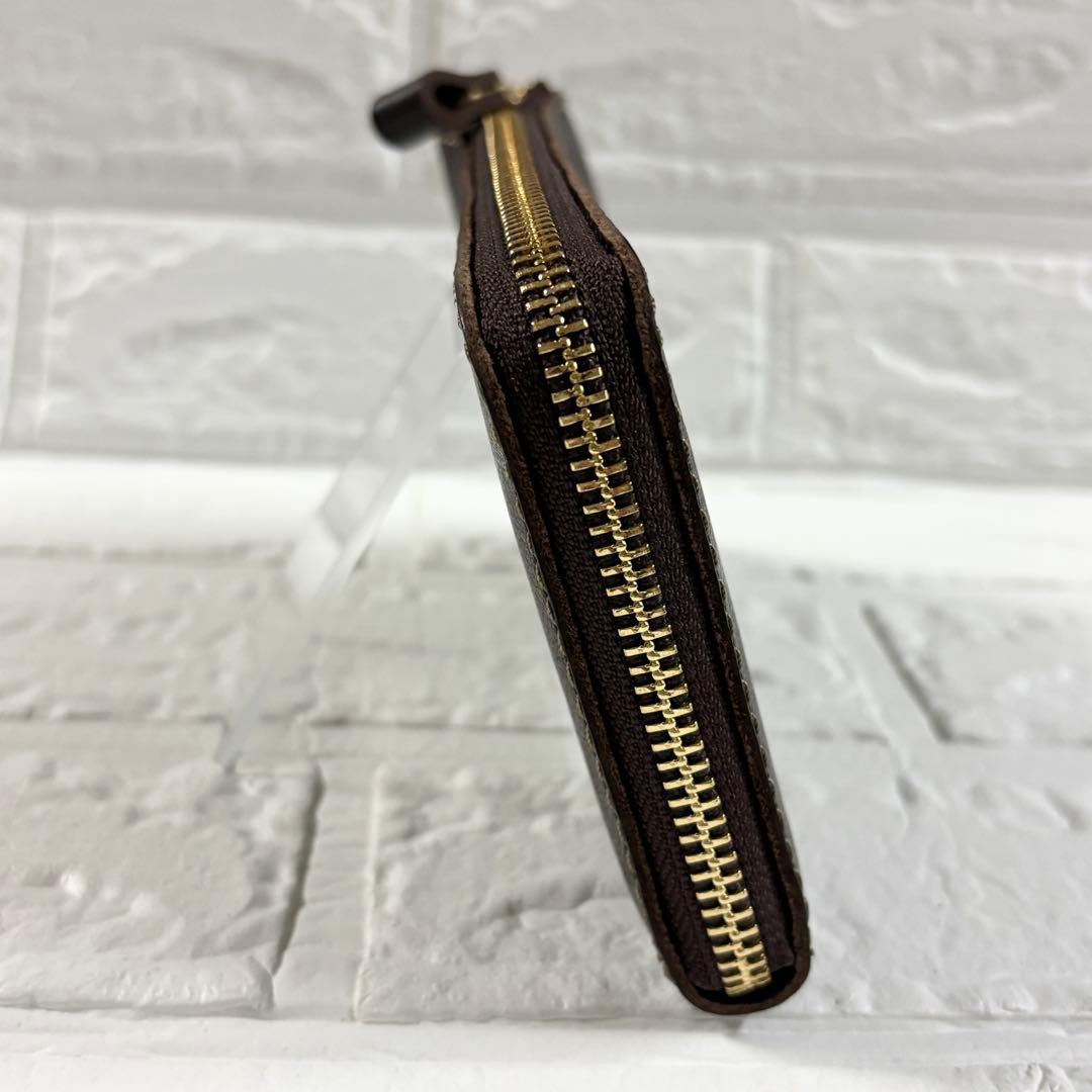 【未使用級】HERZ Organ Lジップ　小さいファスナー長財布　ブラウン