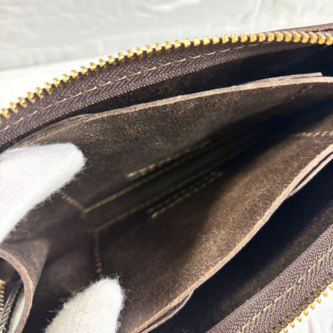 【未使用級】HERZ Organ Lジップ　小さいファスナー長財布　ブラウン