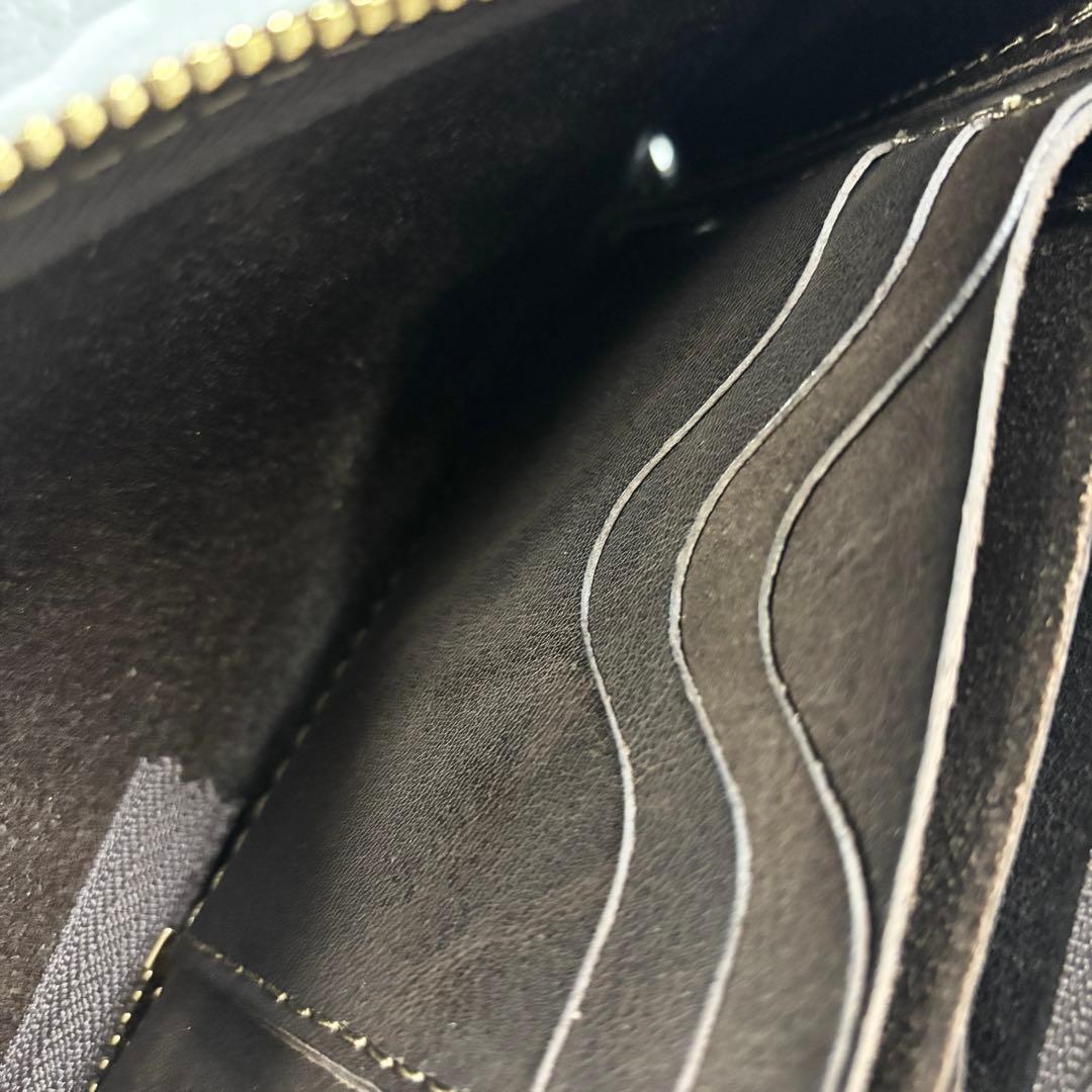 【未使用級】HERZ Organ Lジップ　小さいファスナー長財布　ブラウン