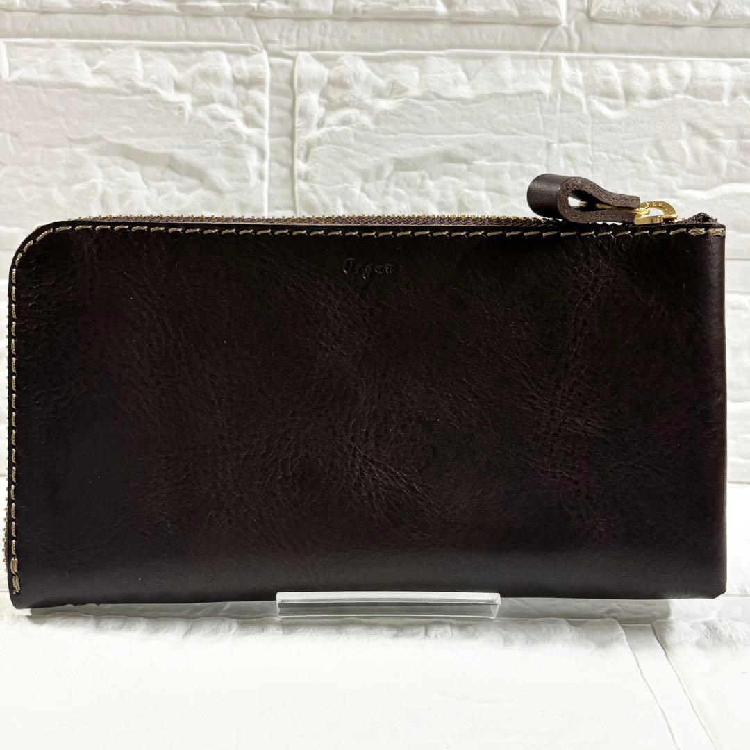 【未使用級】HERZ Organ Lジップ　小さいファスナー長財布　ブラウン