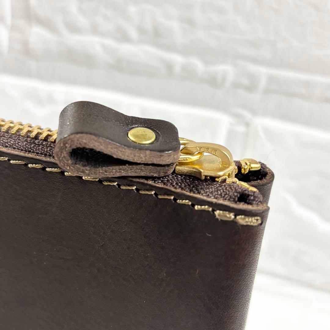 【未使用級】HERZ Organ Lジップ　小さいファスナー長財布　ブラウン