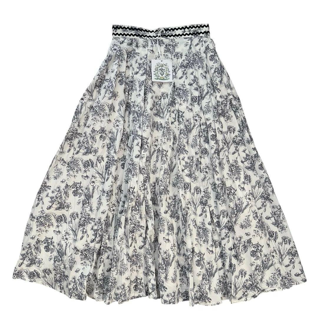 【新品】SEVEN TEN　トワルドジュイプリントスカート　ブラック　M