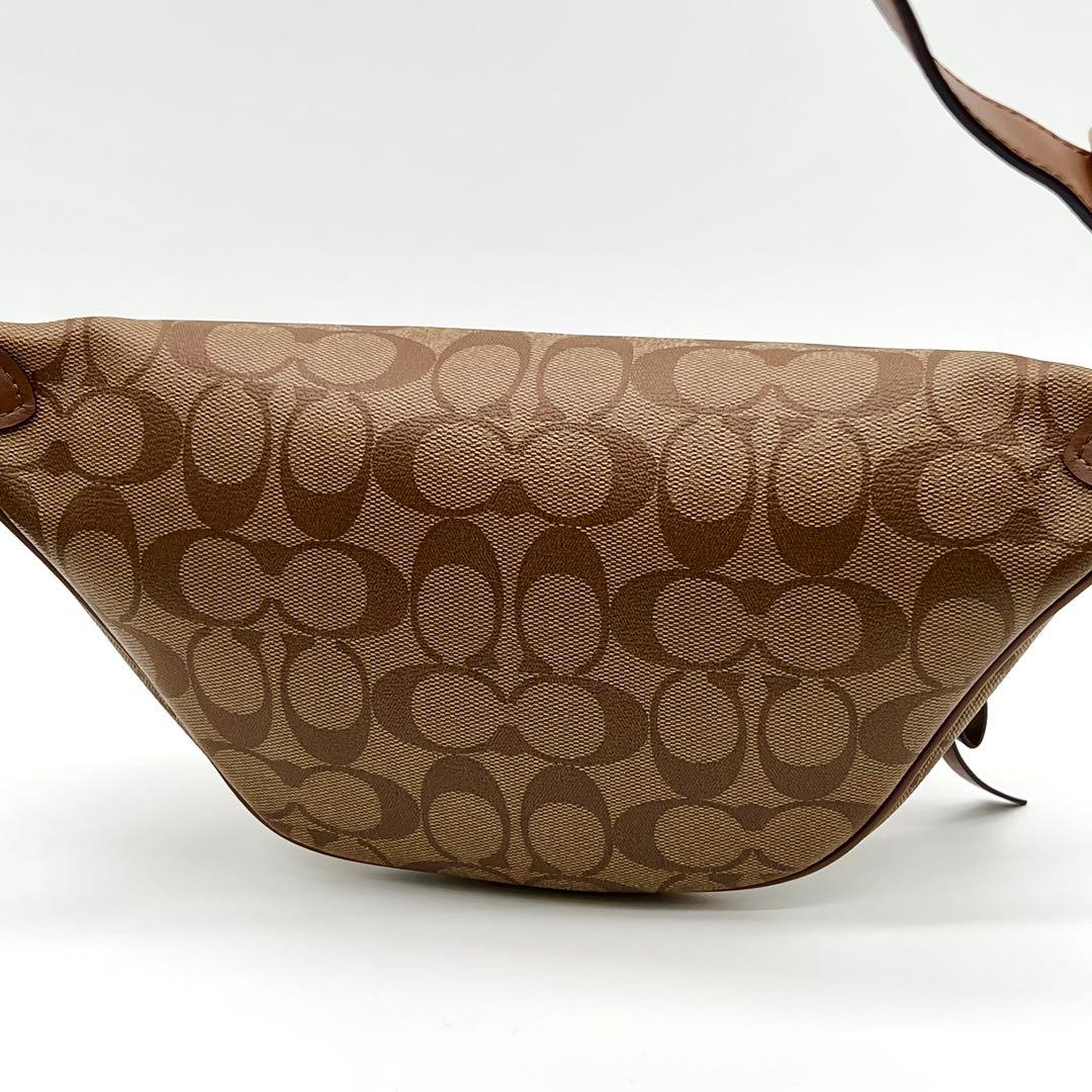 【極美品】COACH シグネチャー ウエストバッグ ボディバッグ レザー 茶色