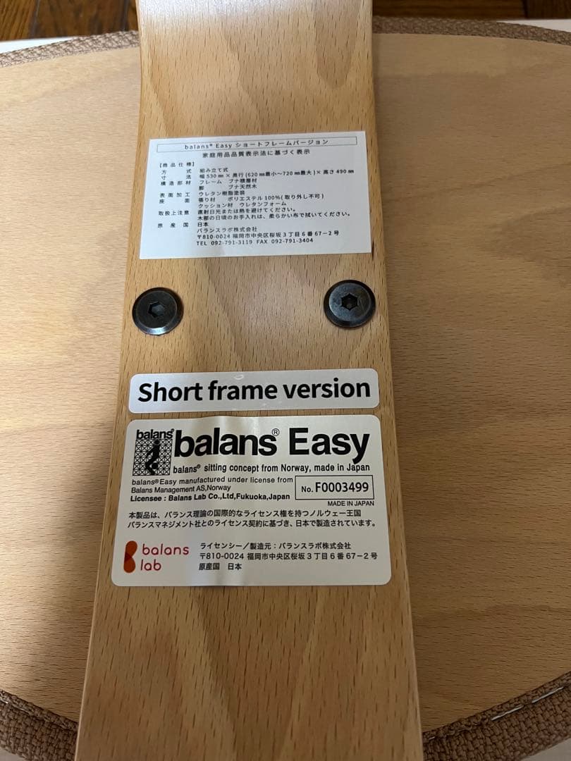 【美品】balans Eazy バランスイージー　 ショートフレームバージョン