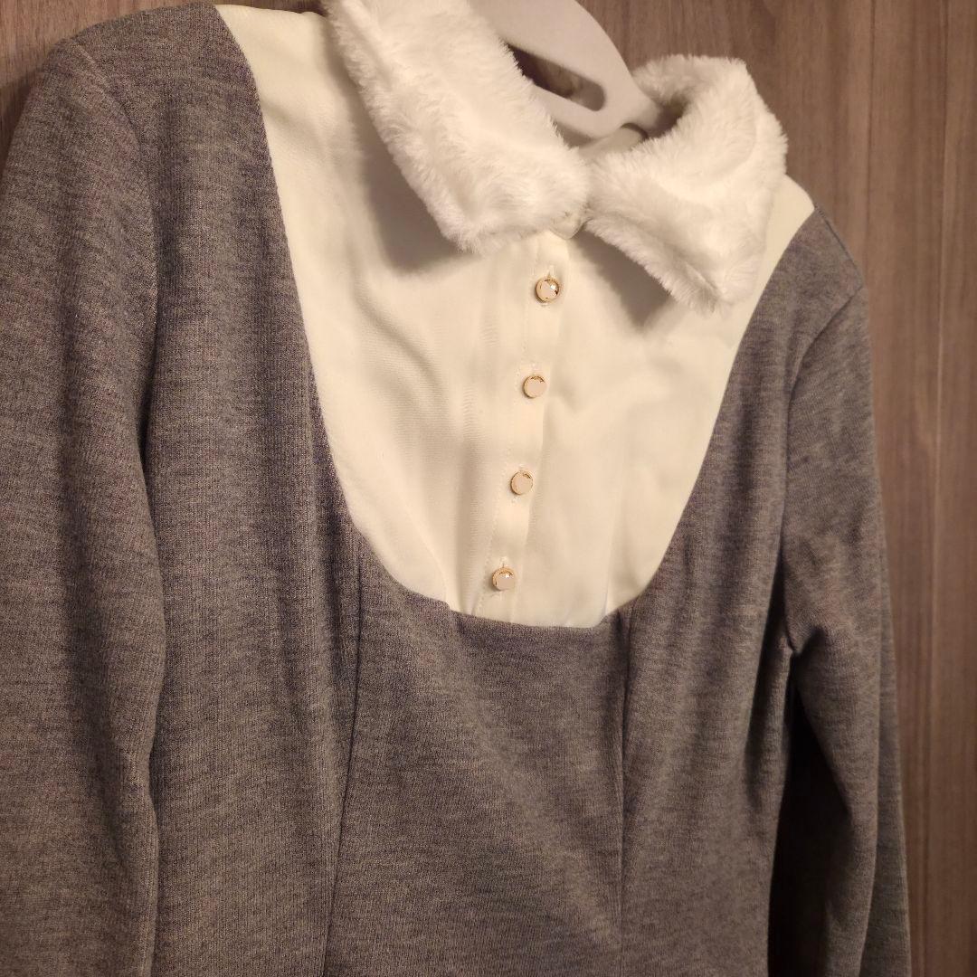 ワンピース Knit sew pleated op S