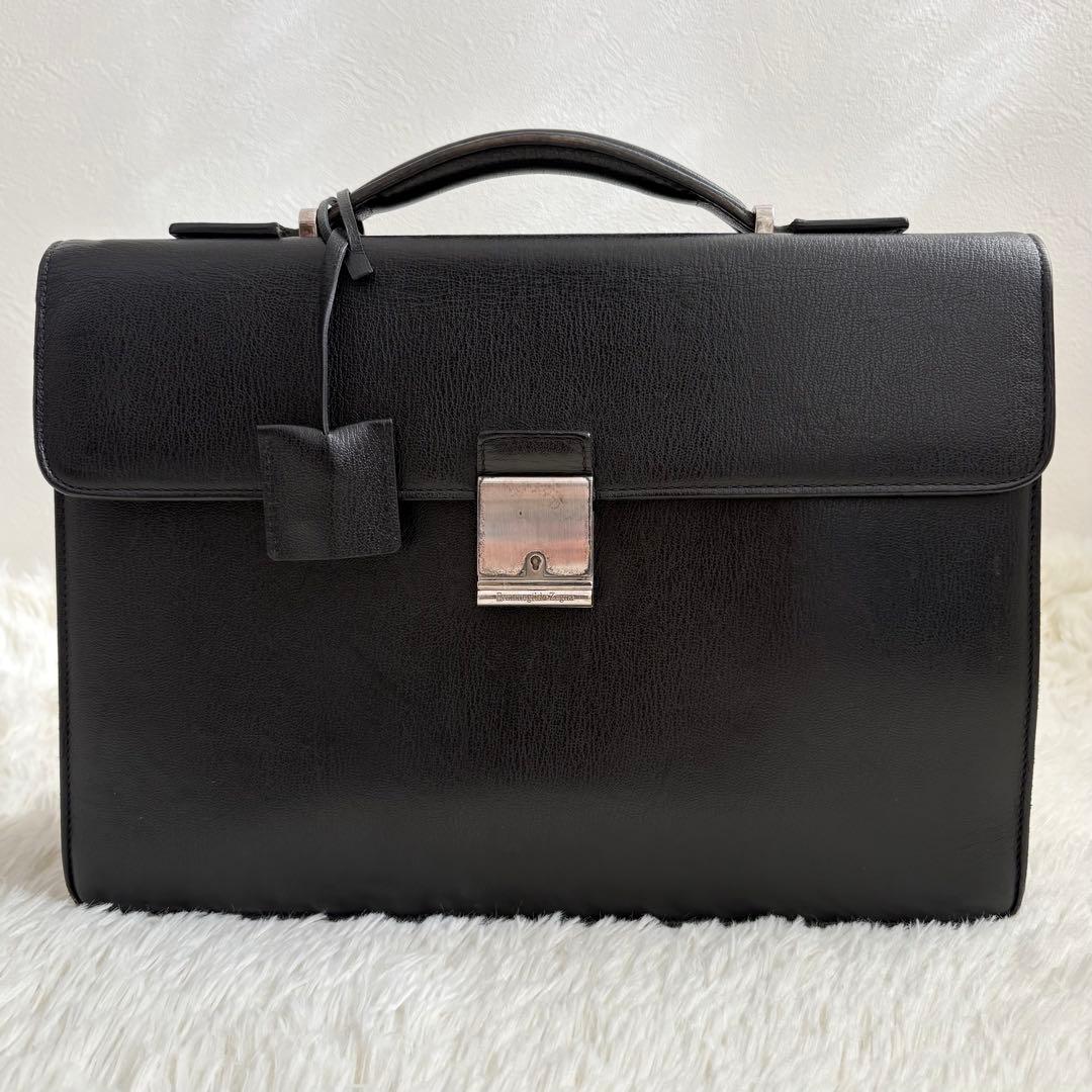 エルメネジルドゼニア コンパクトブリーフケース ダレスバッグ イタリア製 鍵付き