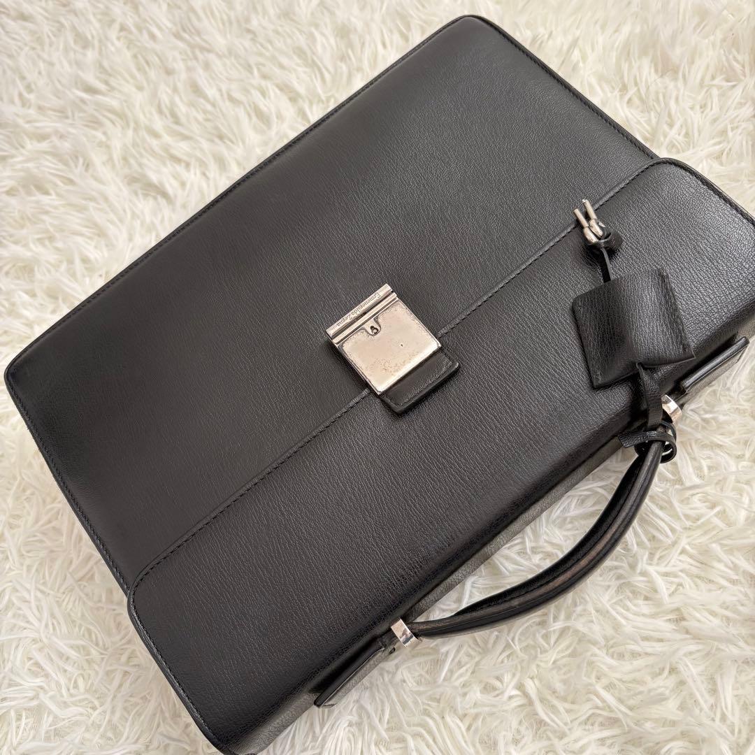 エルメネジルドゼニア コンパクトブリーフケース ダレスバッグ イタリア製 鍵付き