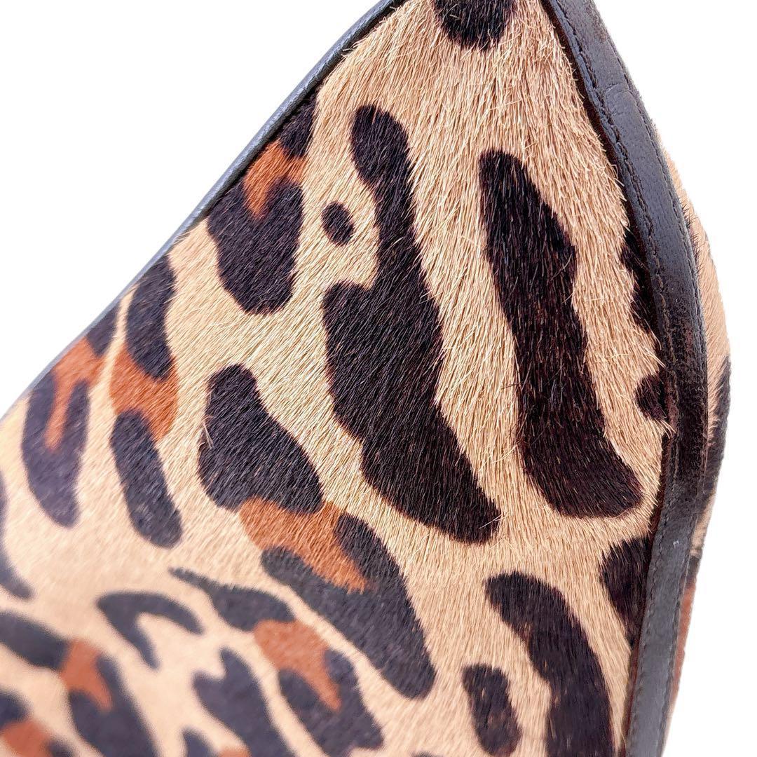 希少【美品】クリスチャンルブタン/パンプス/ハラコ/ウェッジソール/レオパード柄