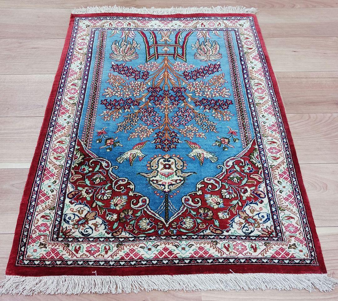 Y3200 高級ペルシャ絨毯 クム産 シルク100% 手織り100万ノット