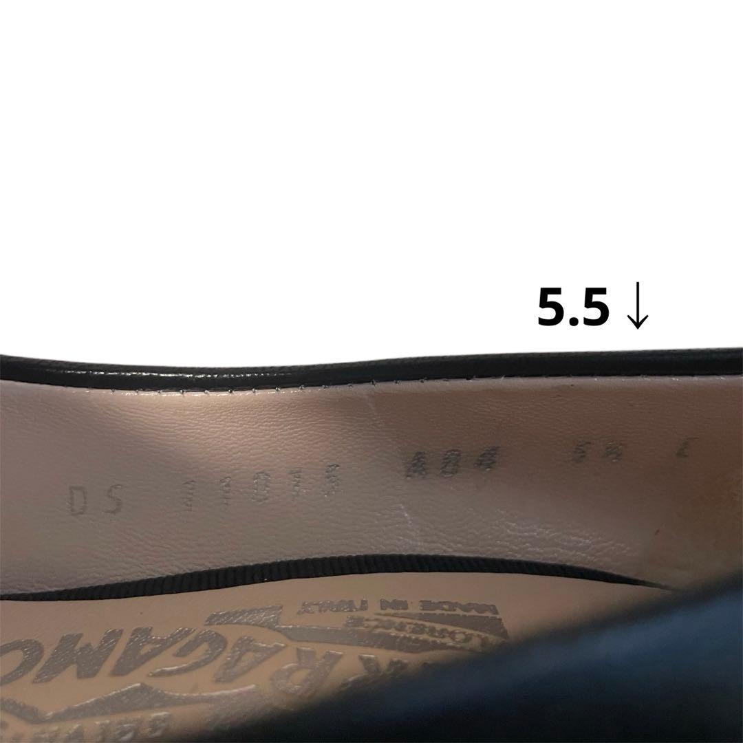 美品 サルヴァトーレ フェラガモ パンプス ヴァラリボン ヒール CARLA 黒