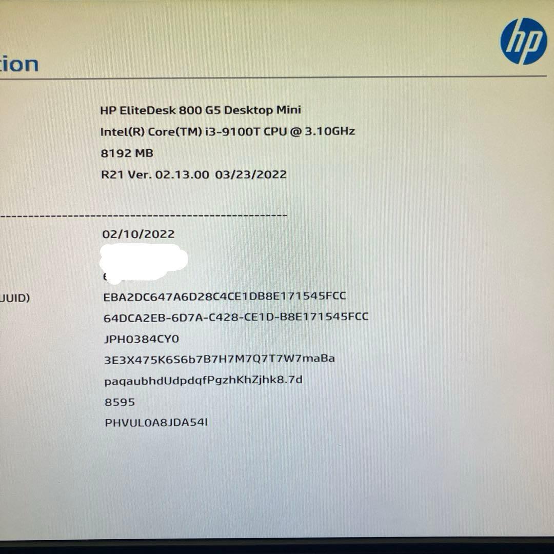 HP EliteDesk800G5mini！BIOS確認済！ジャンク品！