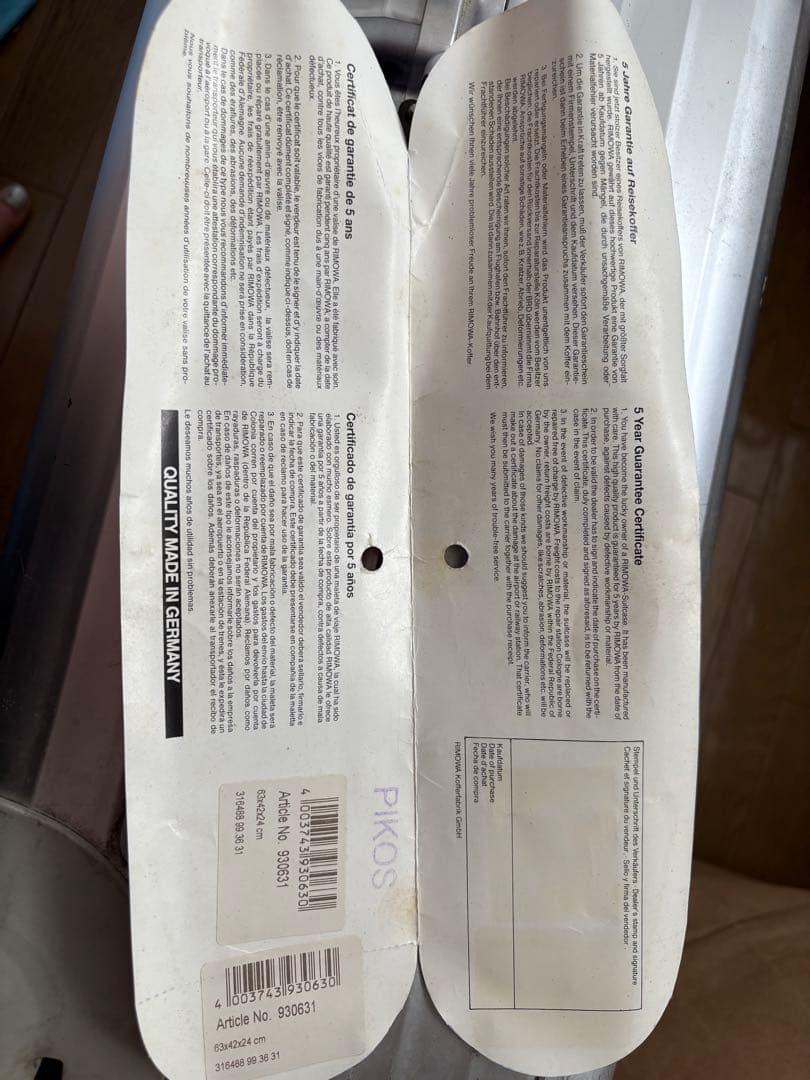 ヴィンテージRIMOWA ◇00年購入トパーズ 930631◇リモワ 廃盤 二輪