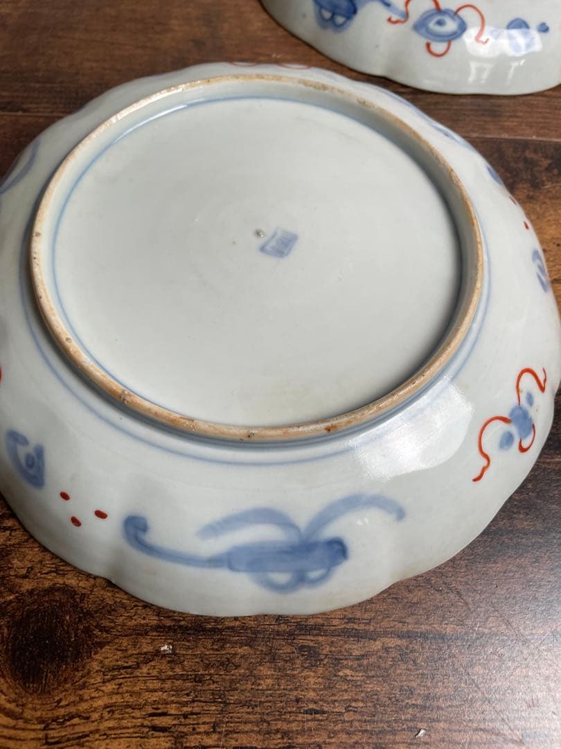 古伊万里 金蘭手柘榴図 七寸皿 二客　大皿/お皿/40/アンティーク