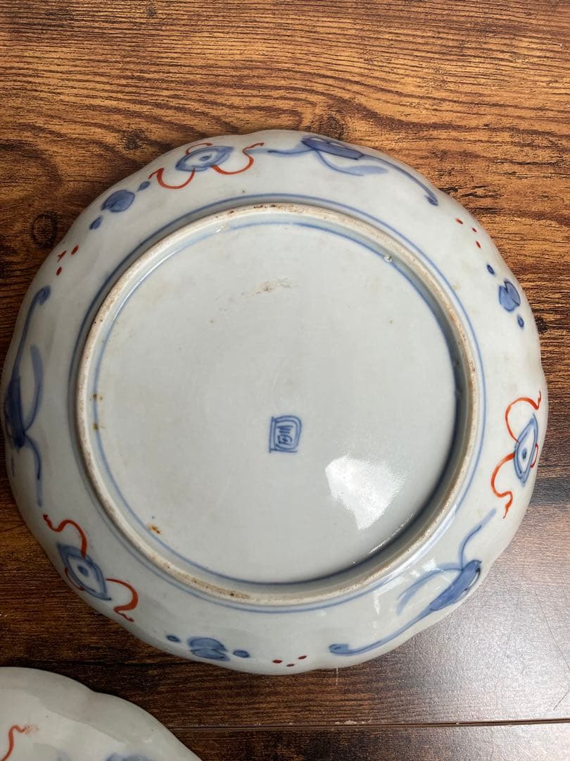 古伊万里 金蘭手柘榴図 七寸皿 二客　大皿/お皿/40/アンティーク