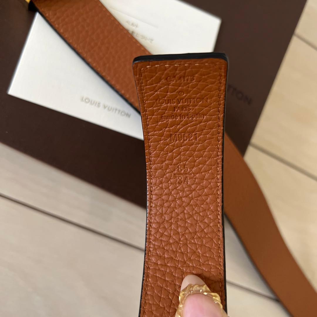 ヴィトン　リバーシブル　ベルト　サンチュール・イニシャル　マドレーヌ黒×キャメル