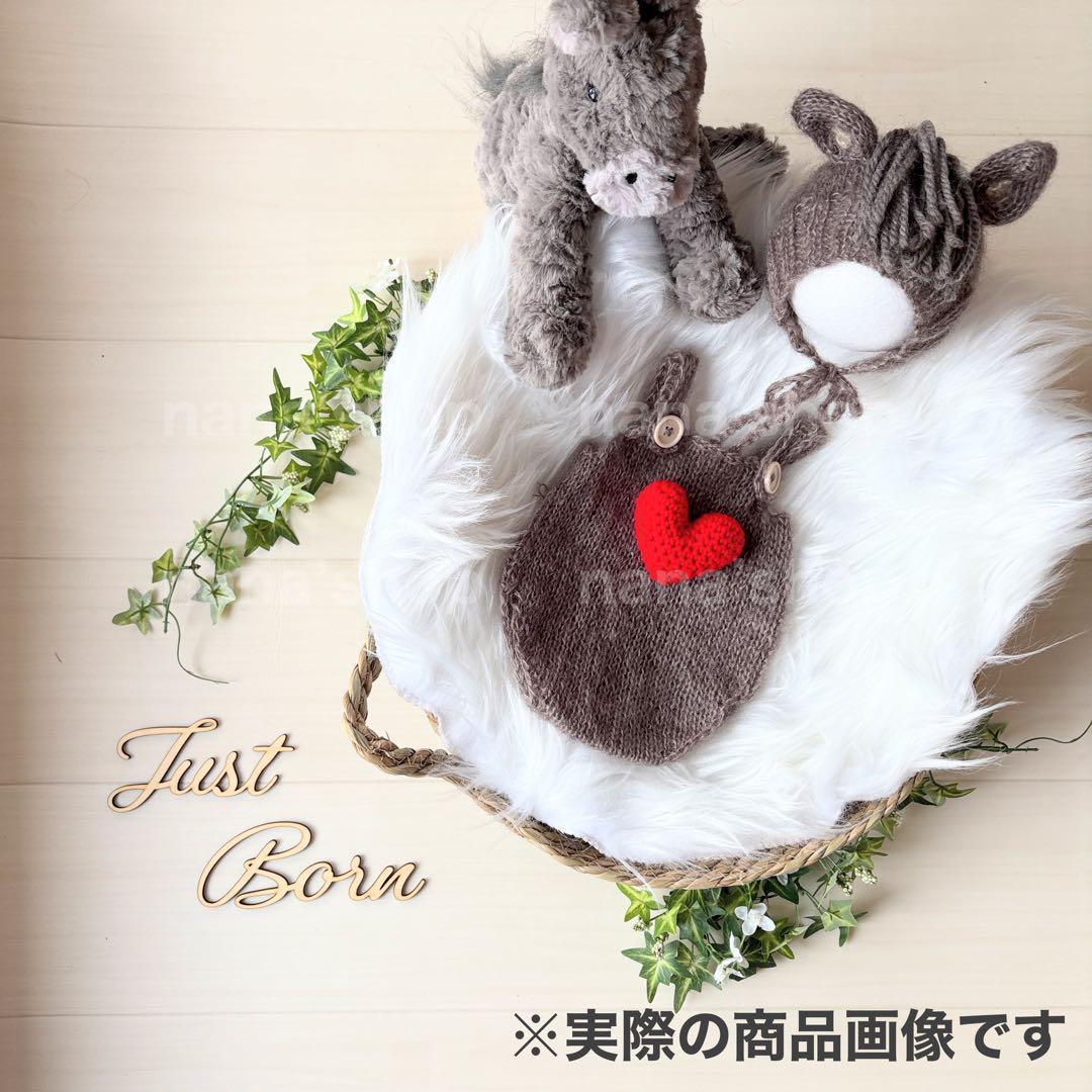Lかごセット【ブラウン馬】♪ニューボーンフォト撮影衣装 小道具　干支　月齢フォト