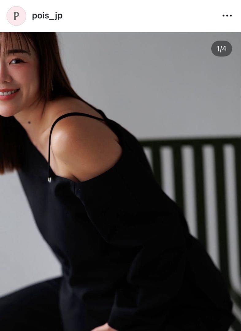 美品 pois ポワ one shoulder blouse ブラック