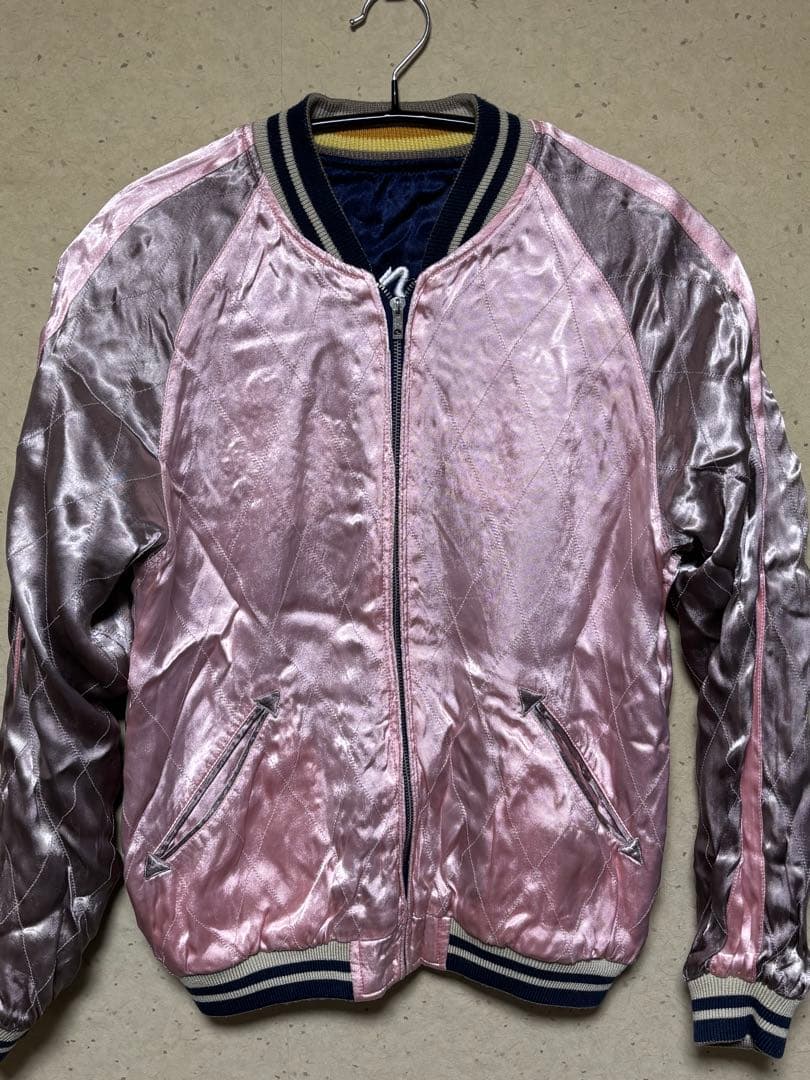 ぴ*ー様 イオラニ 桜吹雪刺繍 リバーシブル スカジャン 和柄　レーヨン　M J