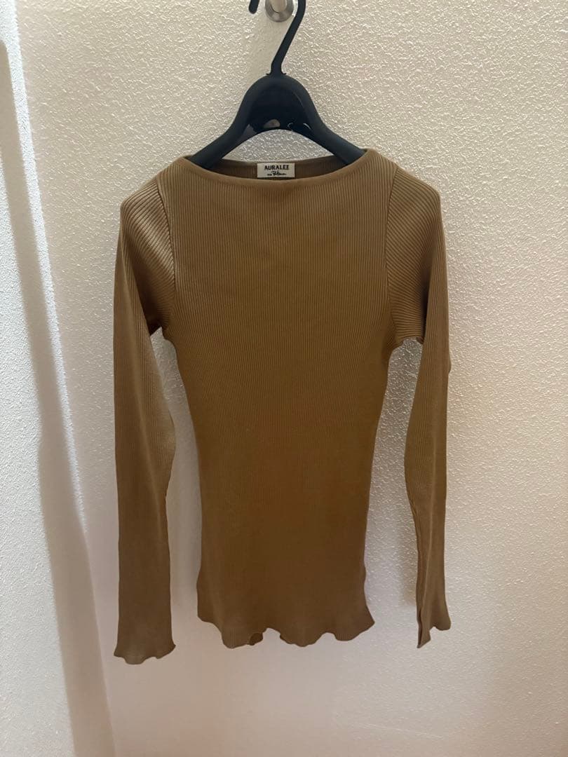 オーラリー　AURALEE　ロンハーマン別注　ギザボート　リブニット ブラウン